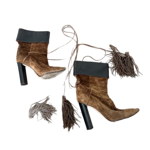 Saint Laurent Brown Booties With Tassles - Picture 1 of 1